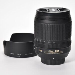 Nikon AF-S DX VR 18-105mm Lens Nikkor f3.5-5.6G ED AF Nikon HB-32 Lens Hood MINT